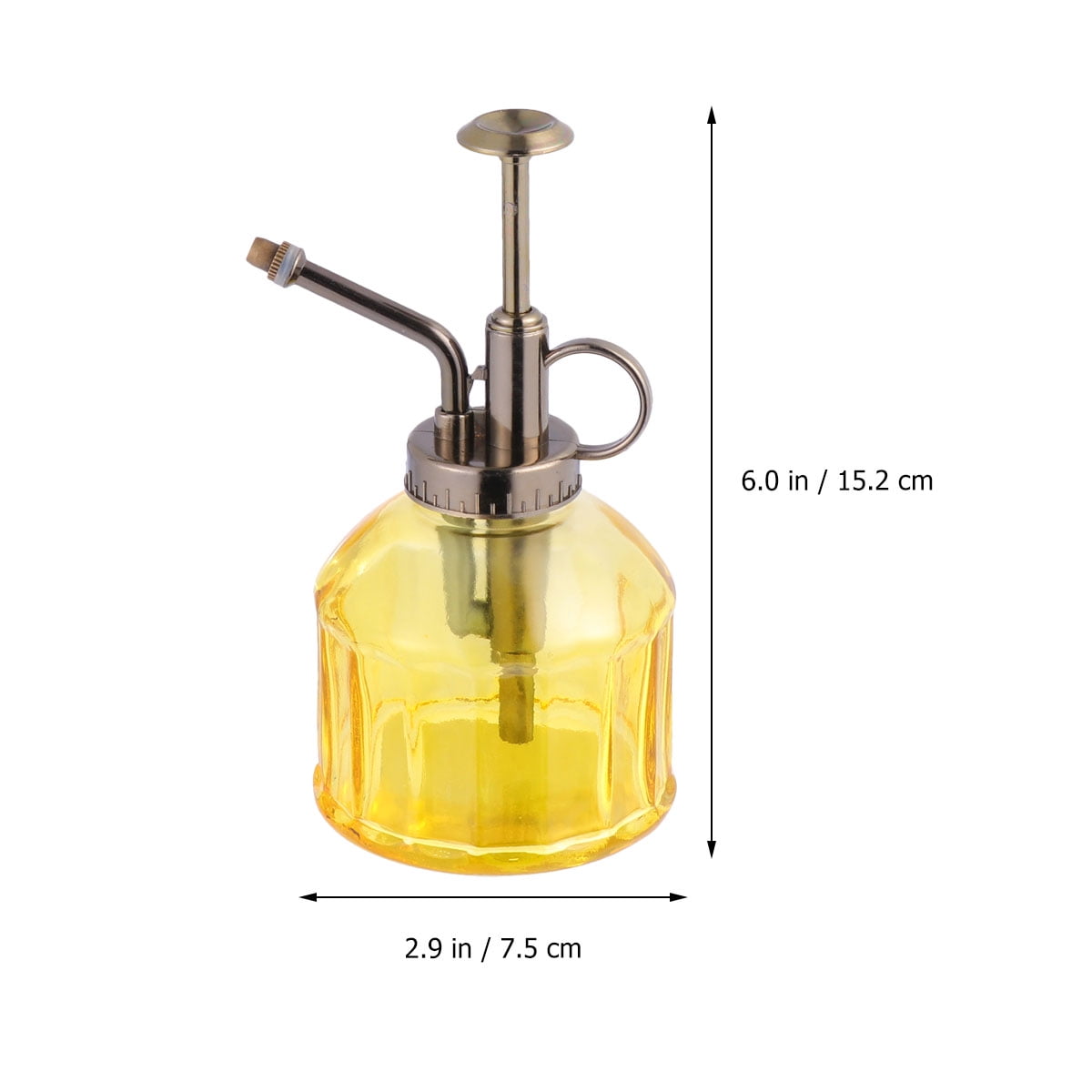 1PC Glass Watering Pot Vintage Glass Mist Spray Kettle Portable Hand Pressure Type Watering Can Garden Art Glass Spray Bottle for Home Store Yellow