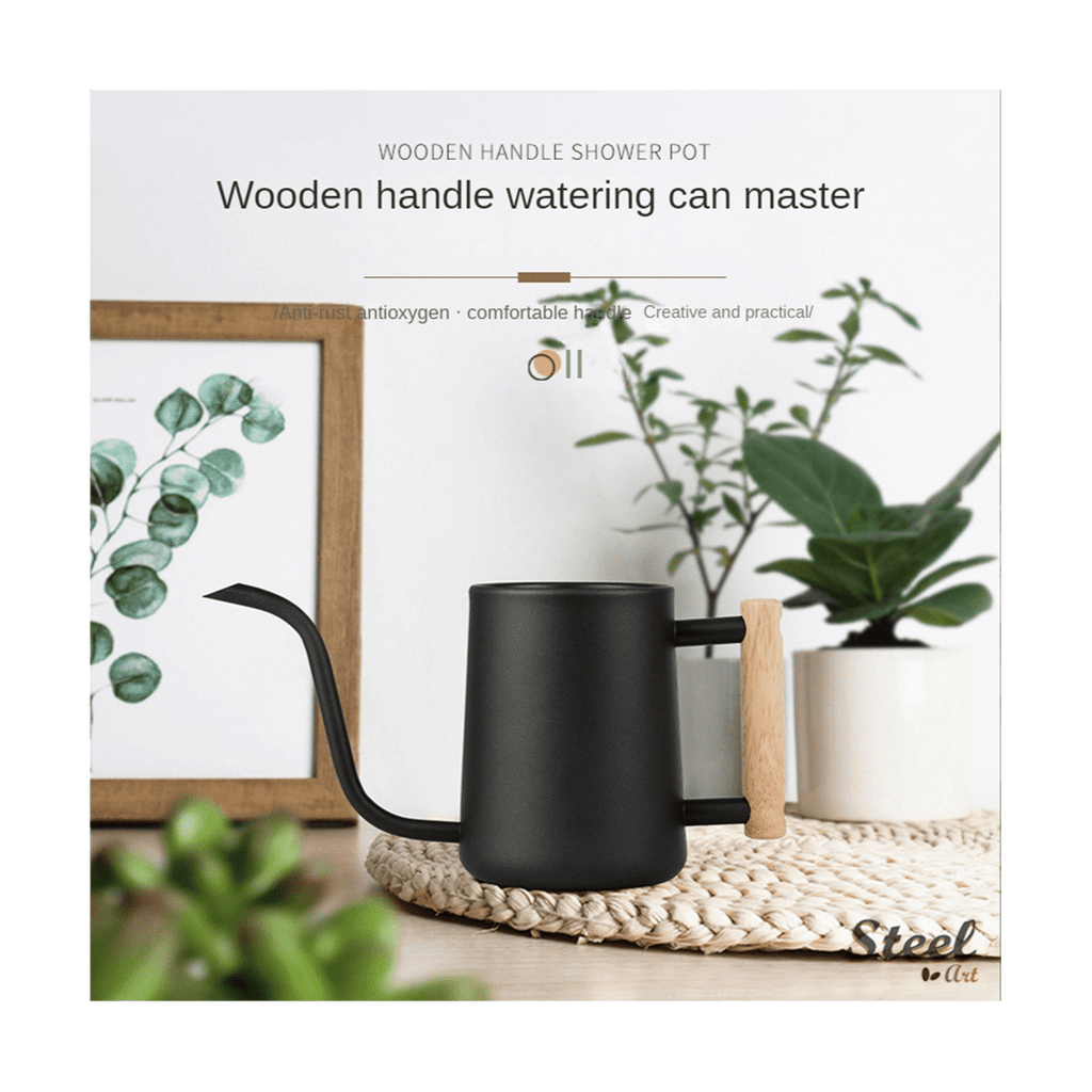 Watering Can Indoor Plants, 35 /1000 Ml Metal Stainless Steel Watering Can Pot with Long Spout for Indoor House Black