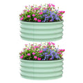 Raised Garden Beds Outdoor, 2 Pack 2x2x1 FT Galvanized Raised Garden Bed, Round Metal Planter Box for Planting Plants Vegetables and Flower, Green