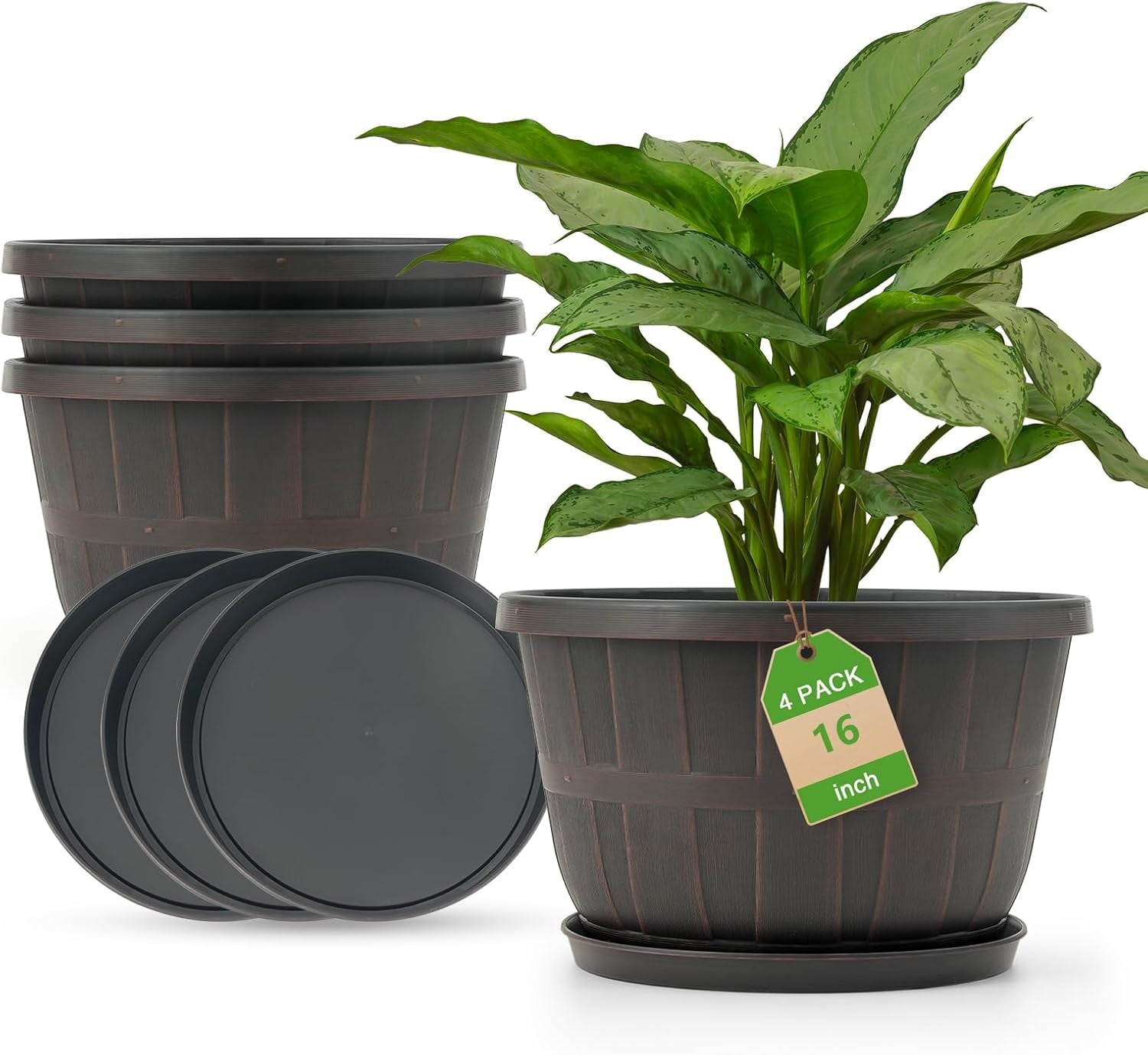 Whiskey Barrel Garden Planters 16 inch Black