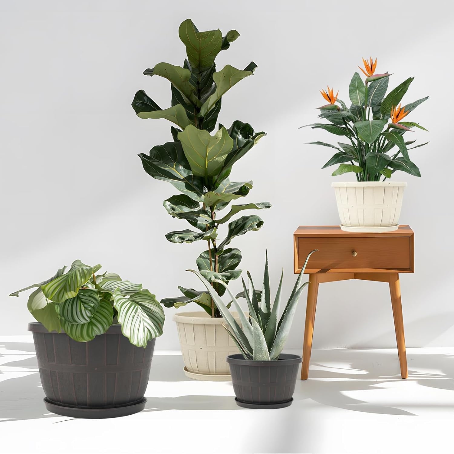 Whiskey Barrel Garden Planters 16 inch Black