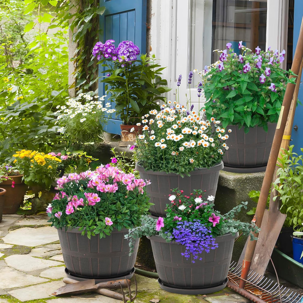 Whiskey Barrel Garden Planters 16 inch Black