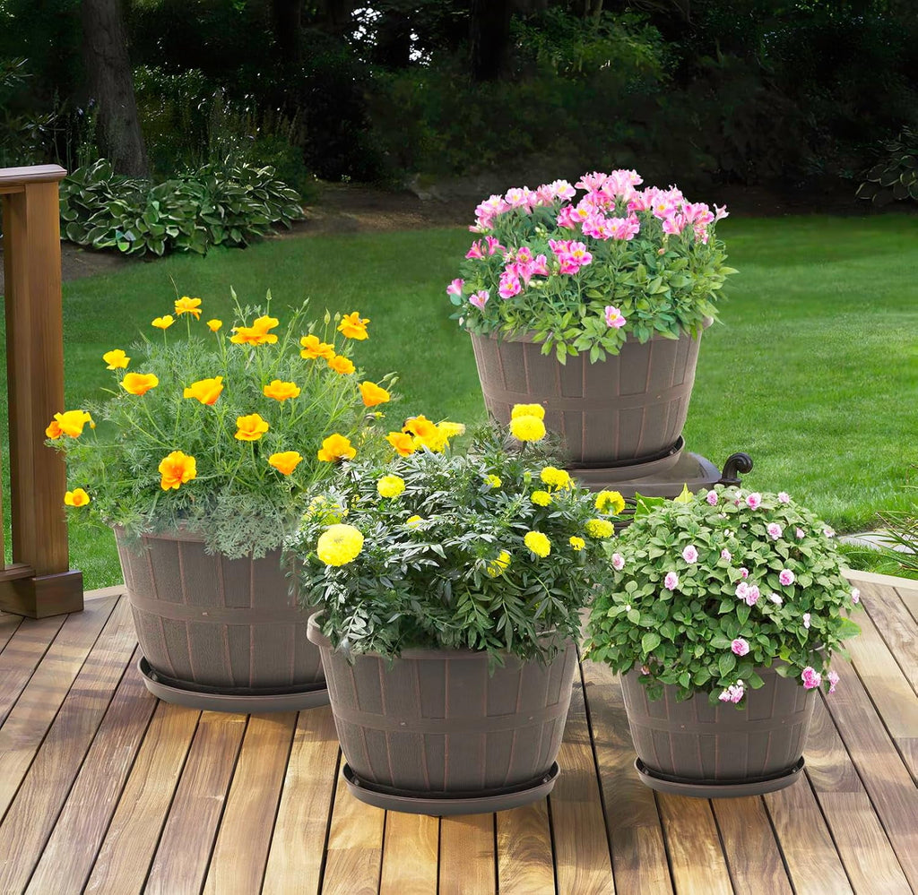 Whiskey Barrel Garden Planters 16 inch Black