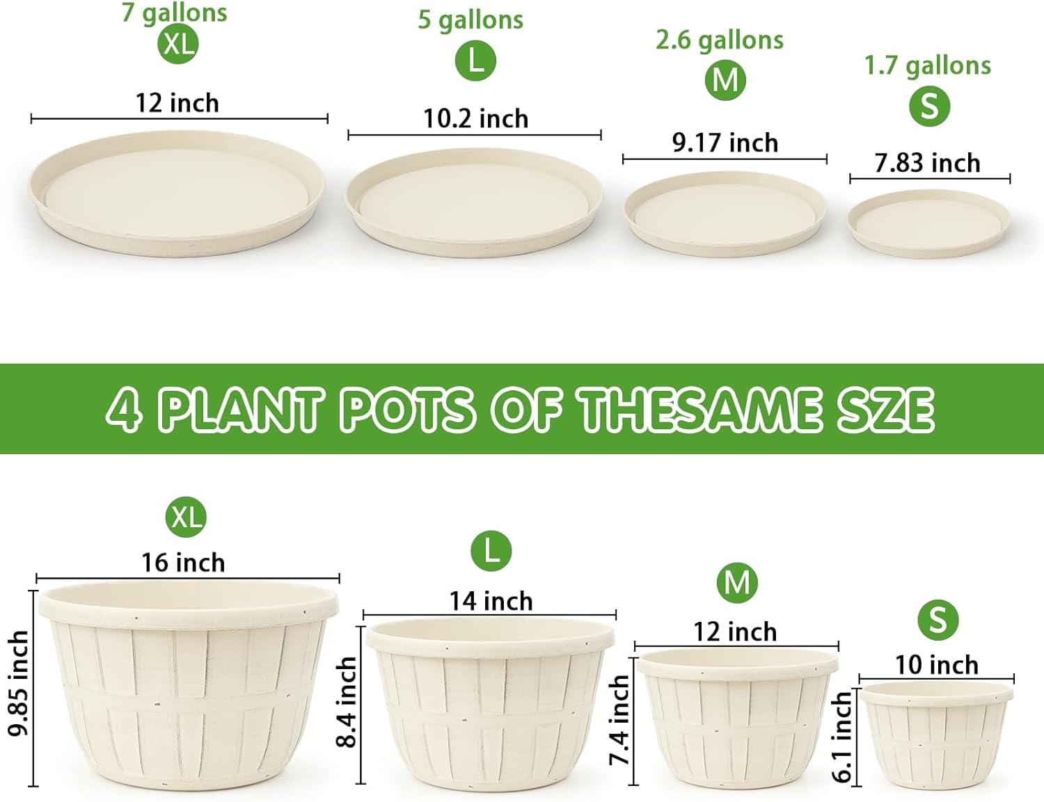 Whiskey Barrel Garden Planters 16 inch Black