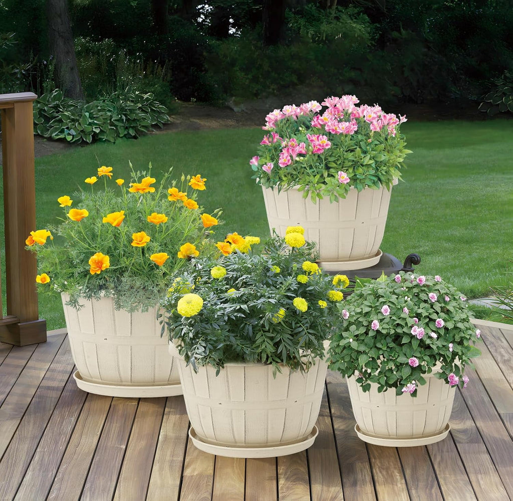 Whiskey Barrel Garden Planters 16 inch Black