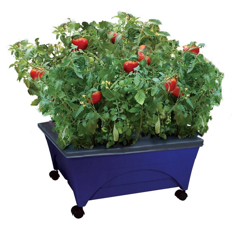 Raised Bed Grow Box Rectangular Outdoor Planter 24"x20"x11": UV-Protected, Mobile, Self-Watering
