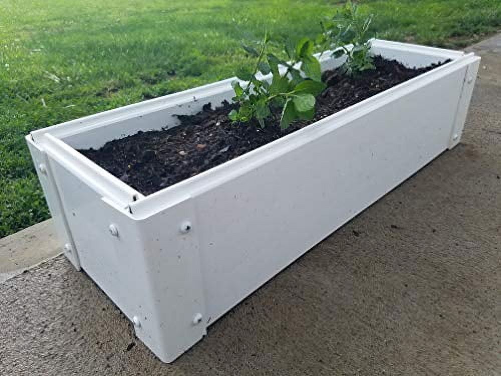 Mini 8.5-inch x 25.5-inch x 6-inch Stack-able, White, Vinyl, Raised Garden Bed