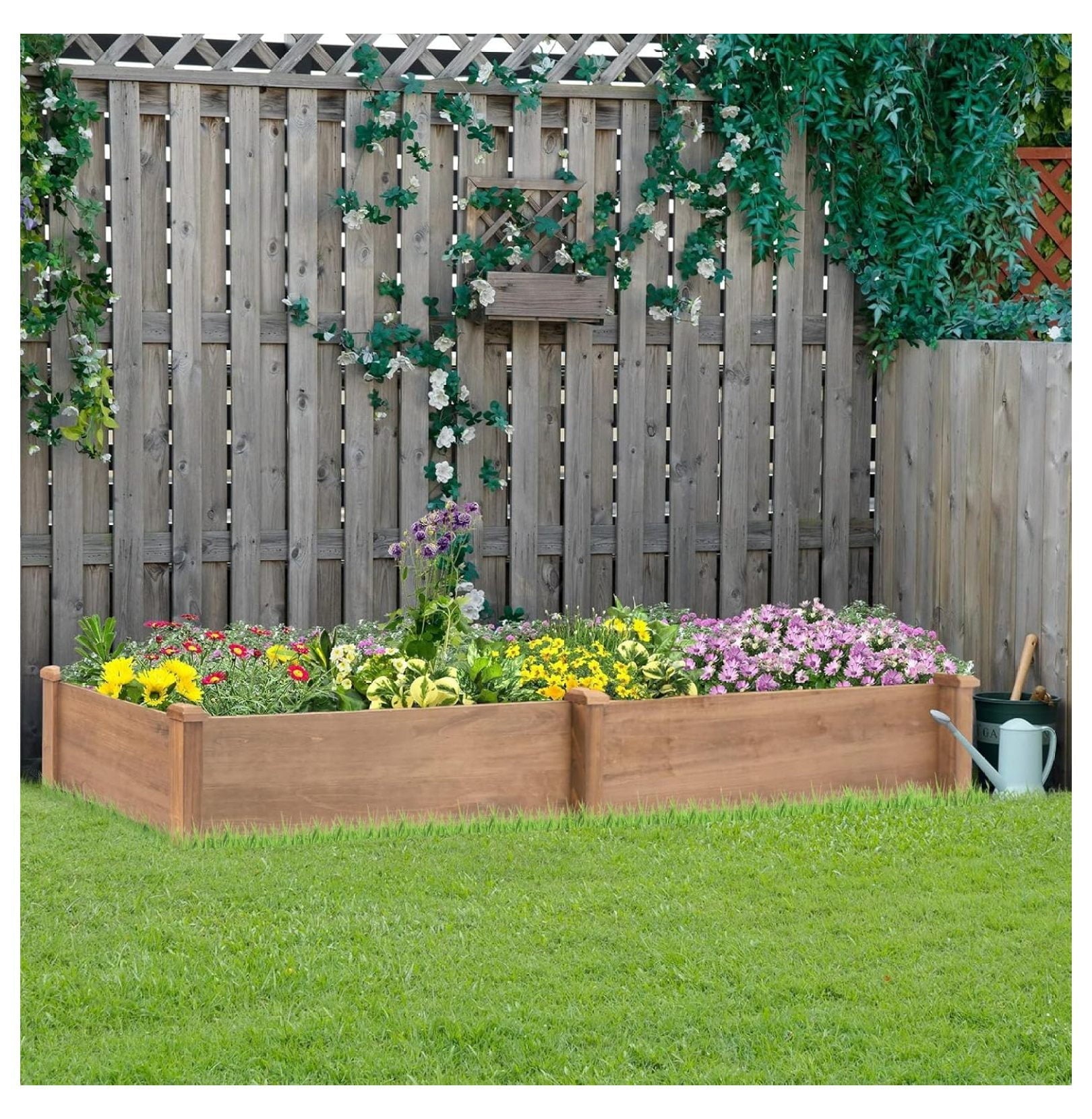 Raised Garden Bed 8x2ft Wood Planter Box - Elevated Outdoor Vegetable Flower Bed, Brown