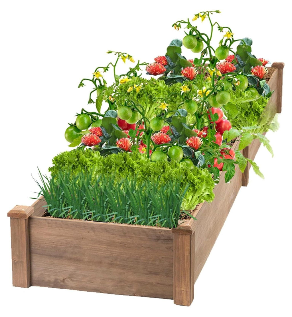 Raised Garden Bed 8x2ft Wood Planter Box - Elevated Outdoor Vegetable Flower Bed, Brown
