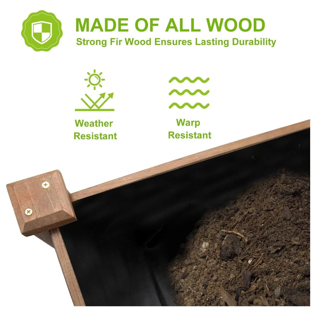 Raised Garden Bed 8x2ft Wood Planter Box - Elevated Outdoor Vegetable Flower Bed, Brown