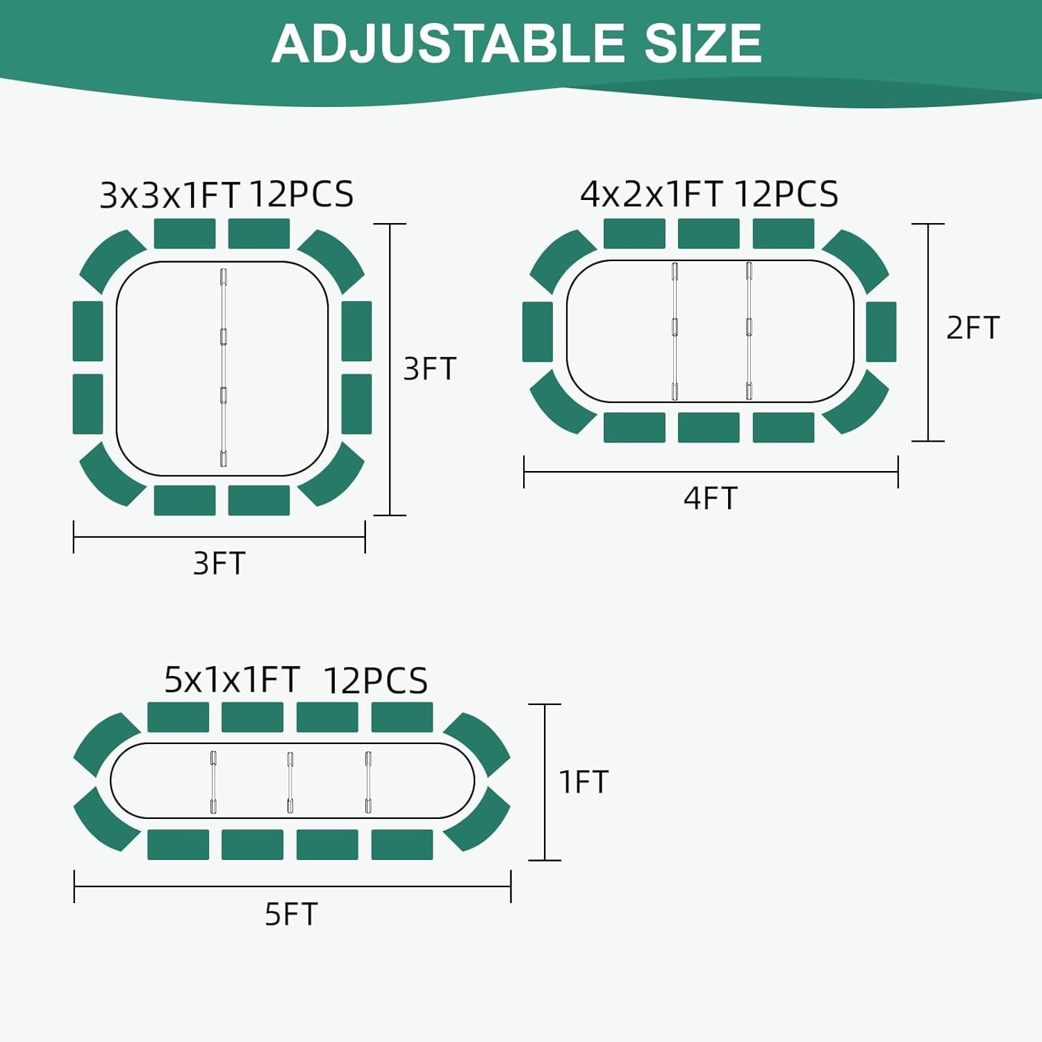 3 in 1 Galvanized Raised Garden Bed - 4x2x1ft Modular Garden Planter Bed Outdoor | Steel Raised Bed Kit with Bracing Rods, Gloves for Gardening Vegetables Fruits and Flowers (Green)