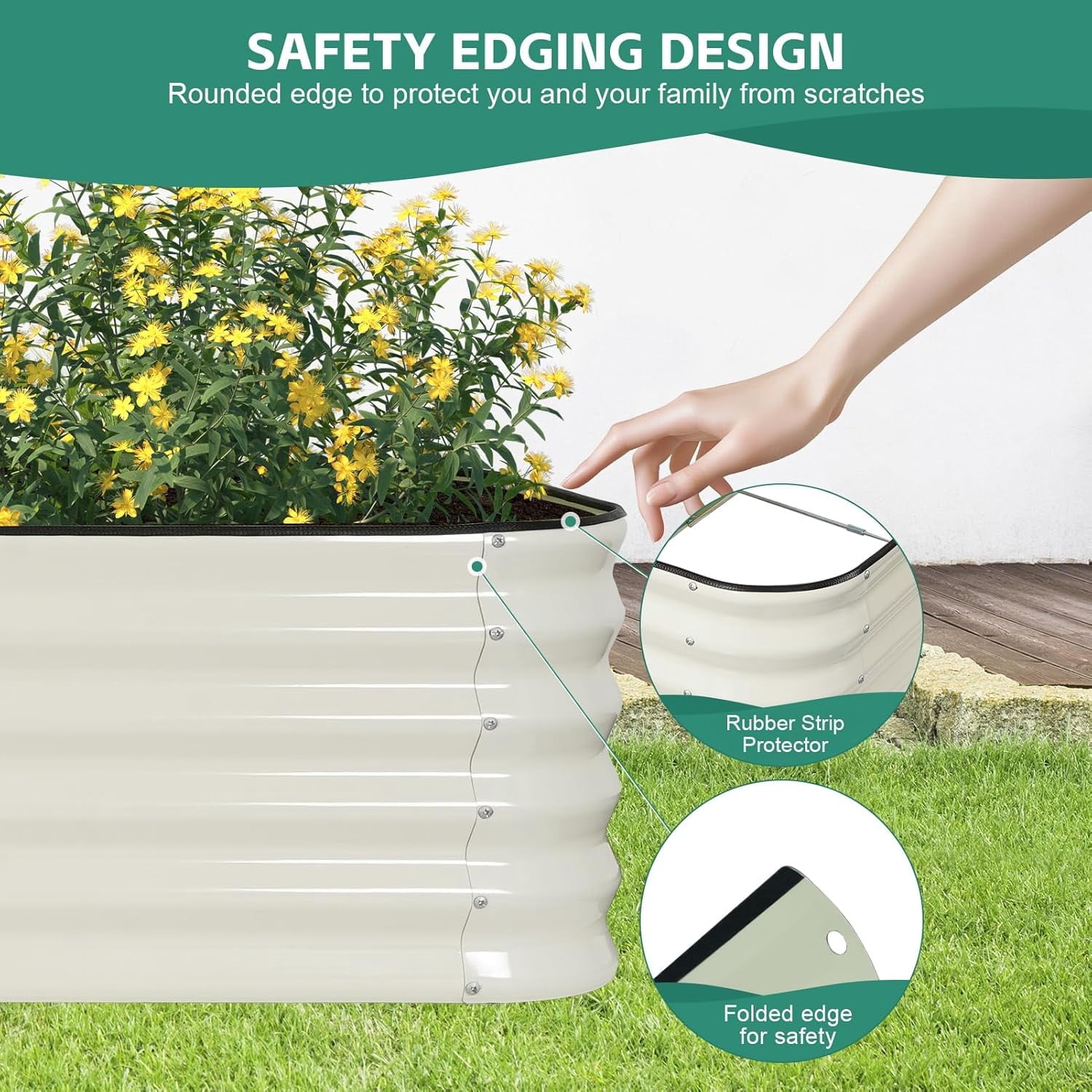 3 in 1 Galvanized Raised Garden Bed - 4x2x1ft Modular Garden Planter Bed Outdoor | Steel Raised Bed Kit with Bracing Rods, Gloves for Gardening Vegetables Fruits and Flowers (Green)