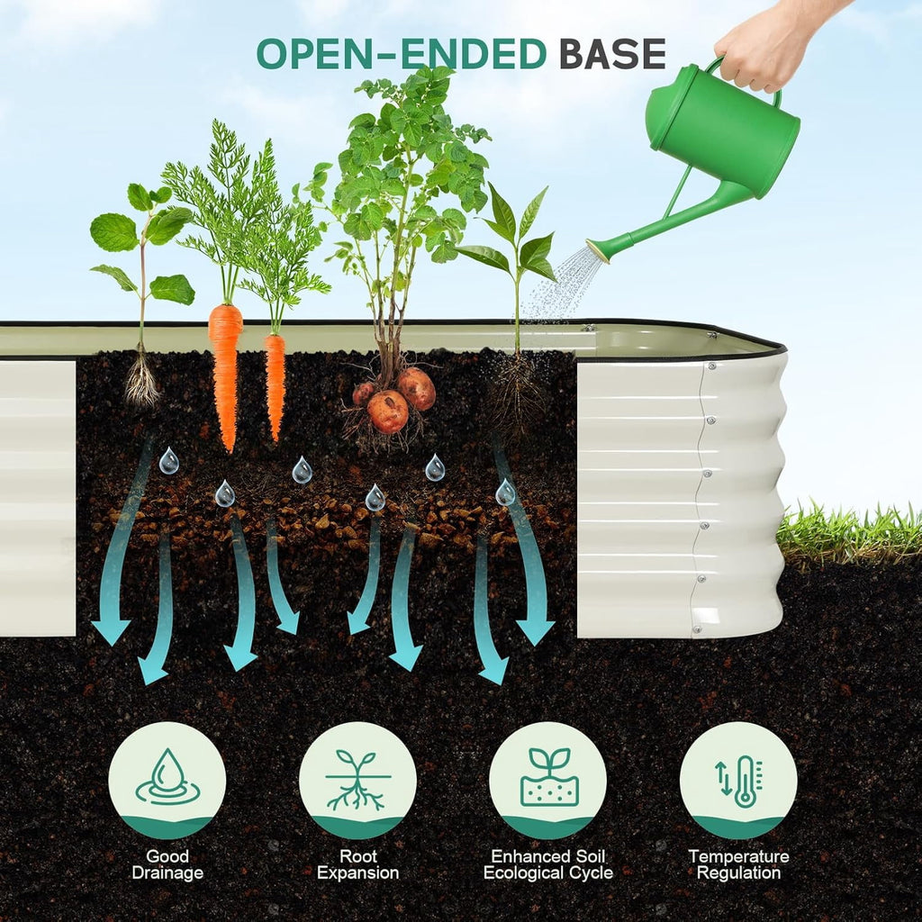 3 in 1 Galvanized Raised Garden Bed - 4x2x1ft Modular Garden Planter Bed Outdoor | Steel Raised Bed Kit with Bracing Rods, Gloves for Gardening Vegetables Fruits and Flowers (Green)