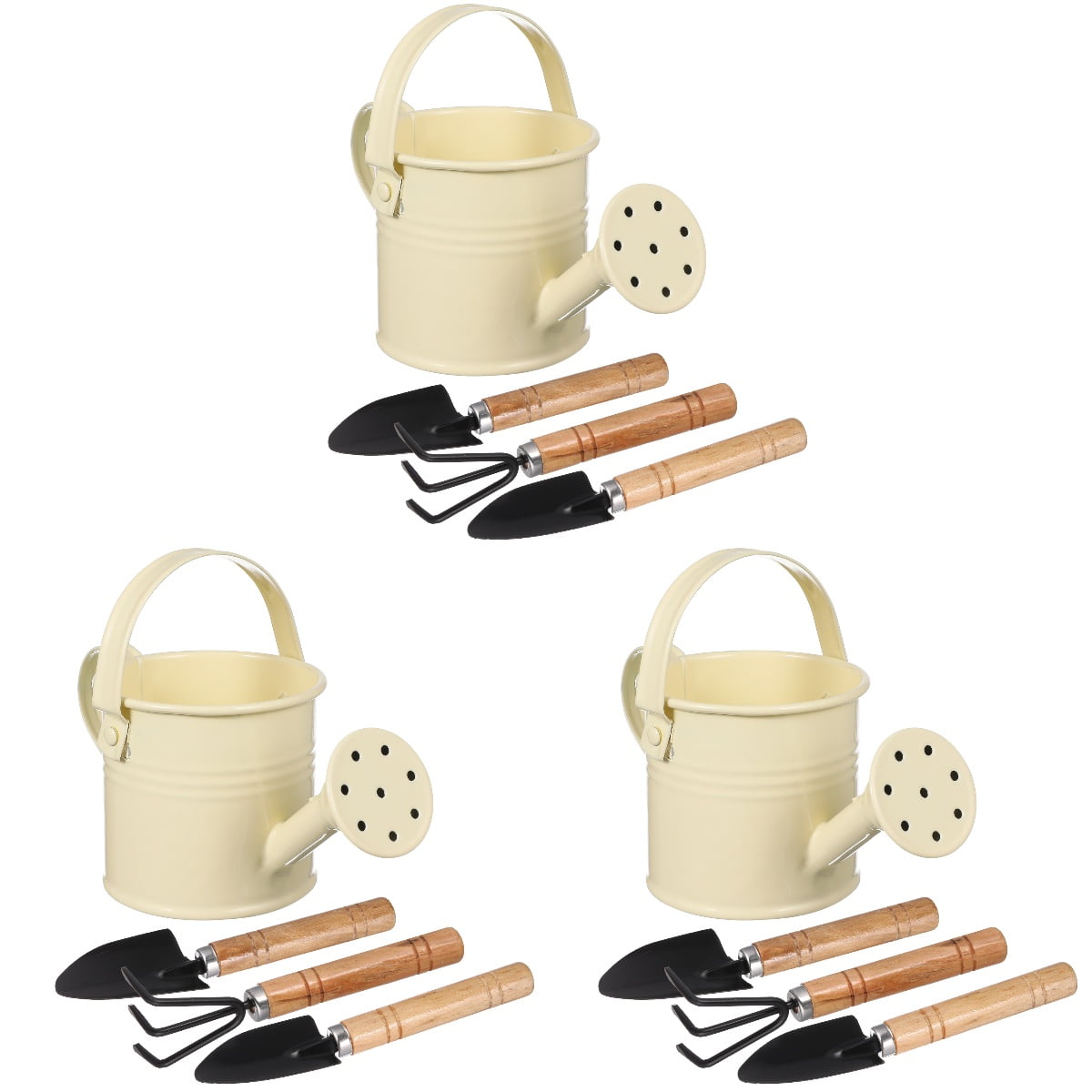 3 Sets  Watering Can Small Watering Bucket Metal Watering Tin Iron Watering Pot with Gardening Tools