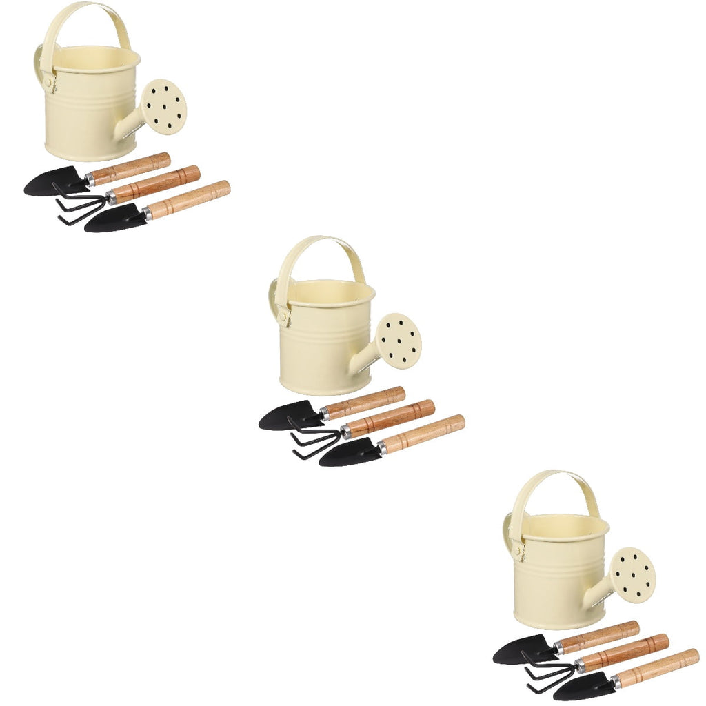3 Sets  Watering Can Small Watering Bucket Metal Watering Tin Iron Watering Pot with Gardening Tools