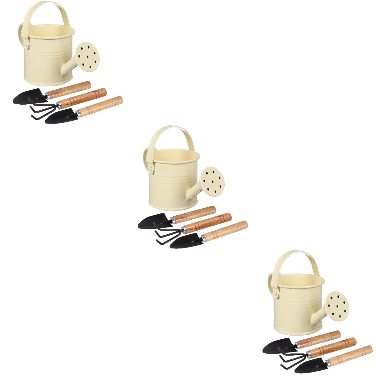 3 Sets  Watering Can Small Watering Bucket Metal Watering Tin Iron Watering Pot with Gardening Tools