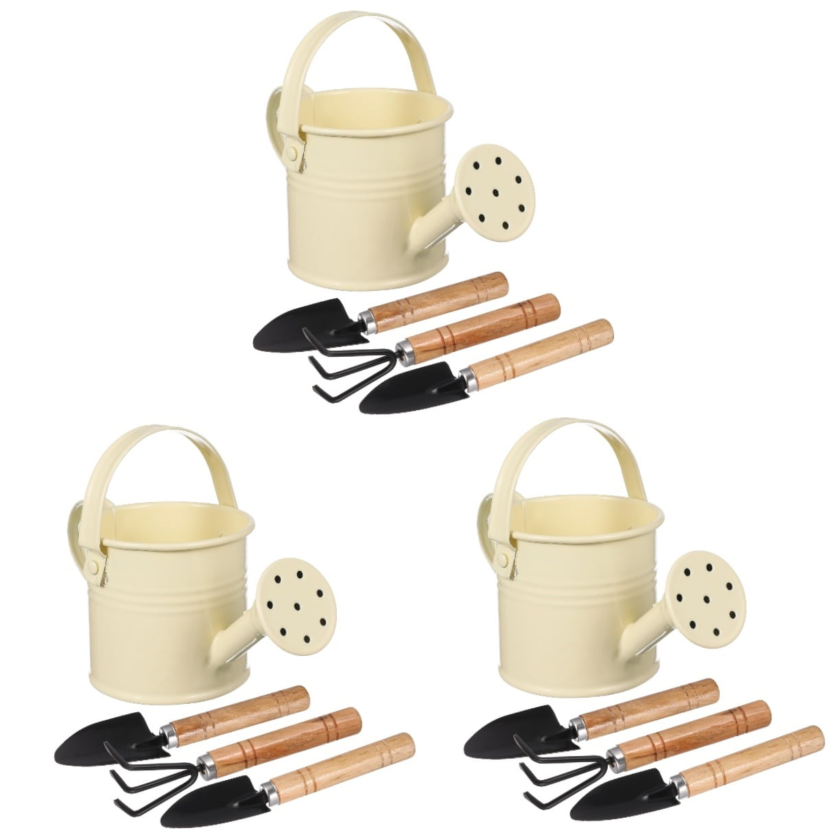 3 Sets  Watering Can Small Watering Bucket Metal Watering Tin Iron Watering Pot with Gardening Tools