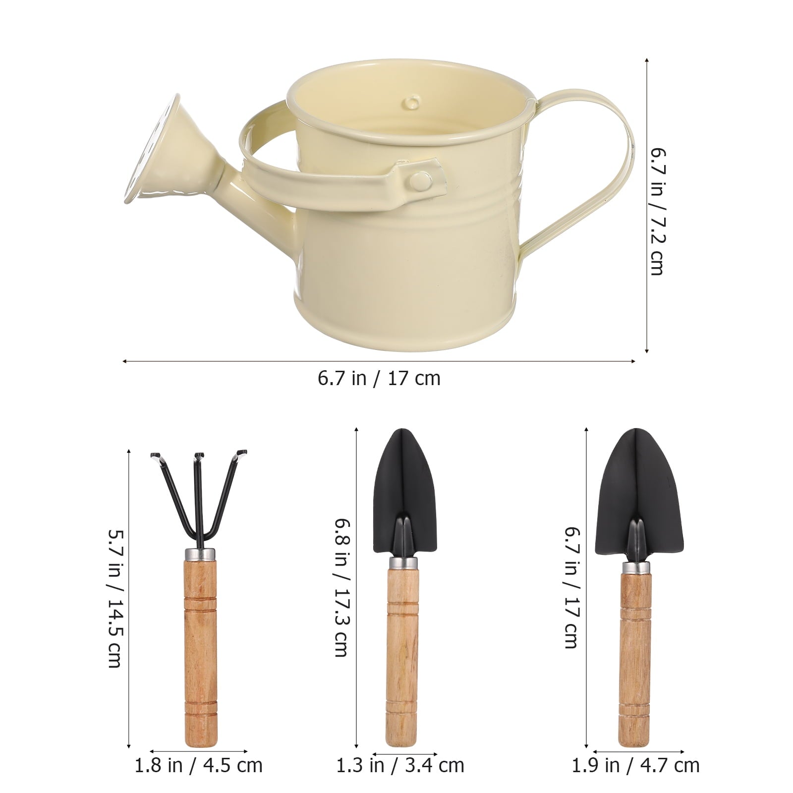 3 Sets  Watering Can Small Watering Bucket Metal Watering Tin Iron Watering Pot with Gardening Tools