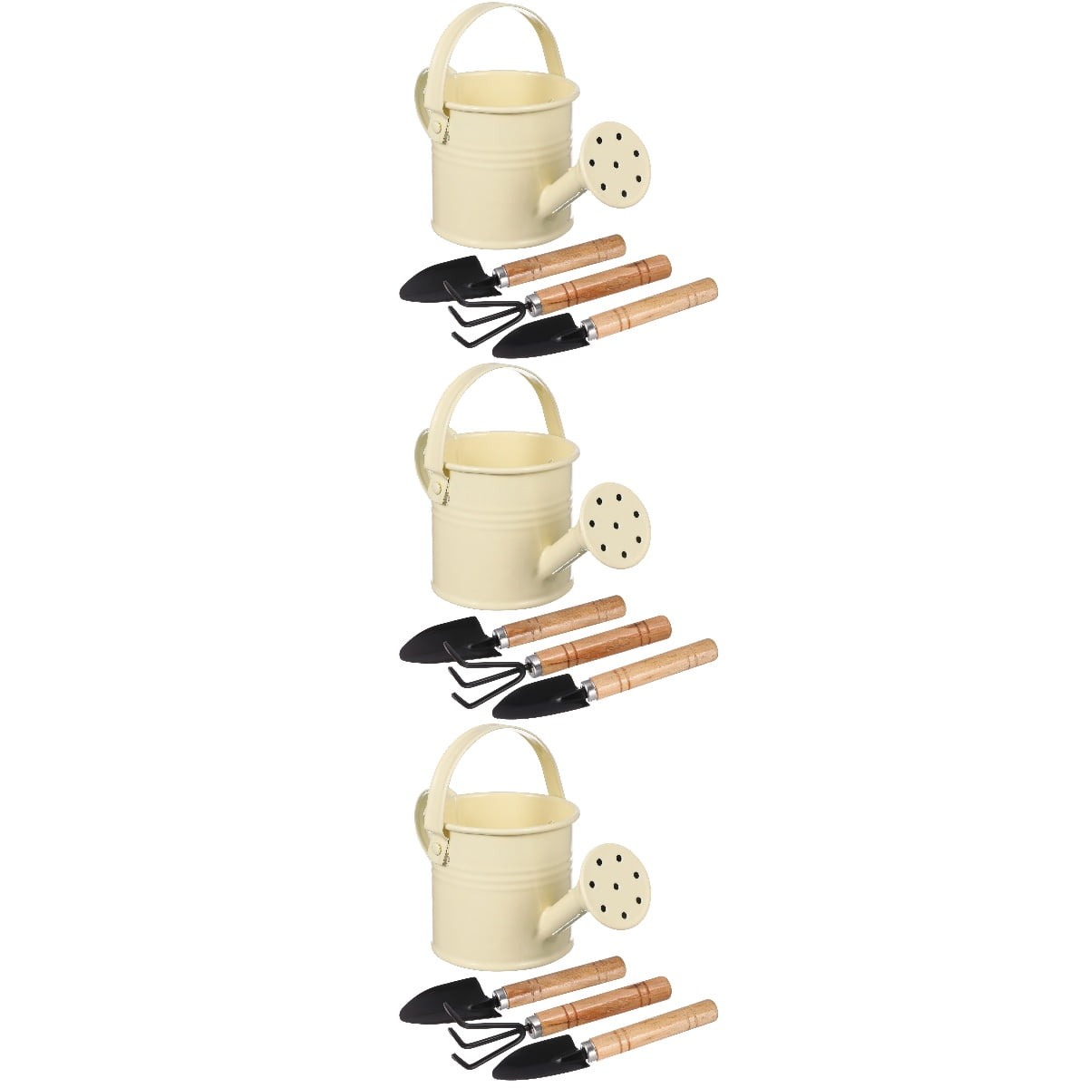 3 Sets  Watering Can Small Watering Bucket Metal Watering Tin Iron Watering Pot with Gardening Tools