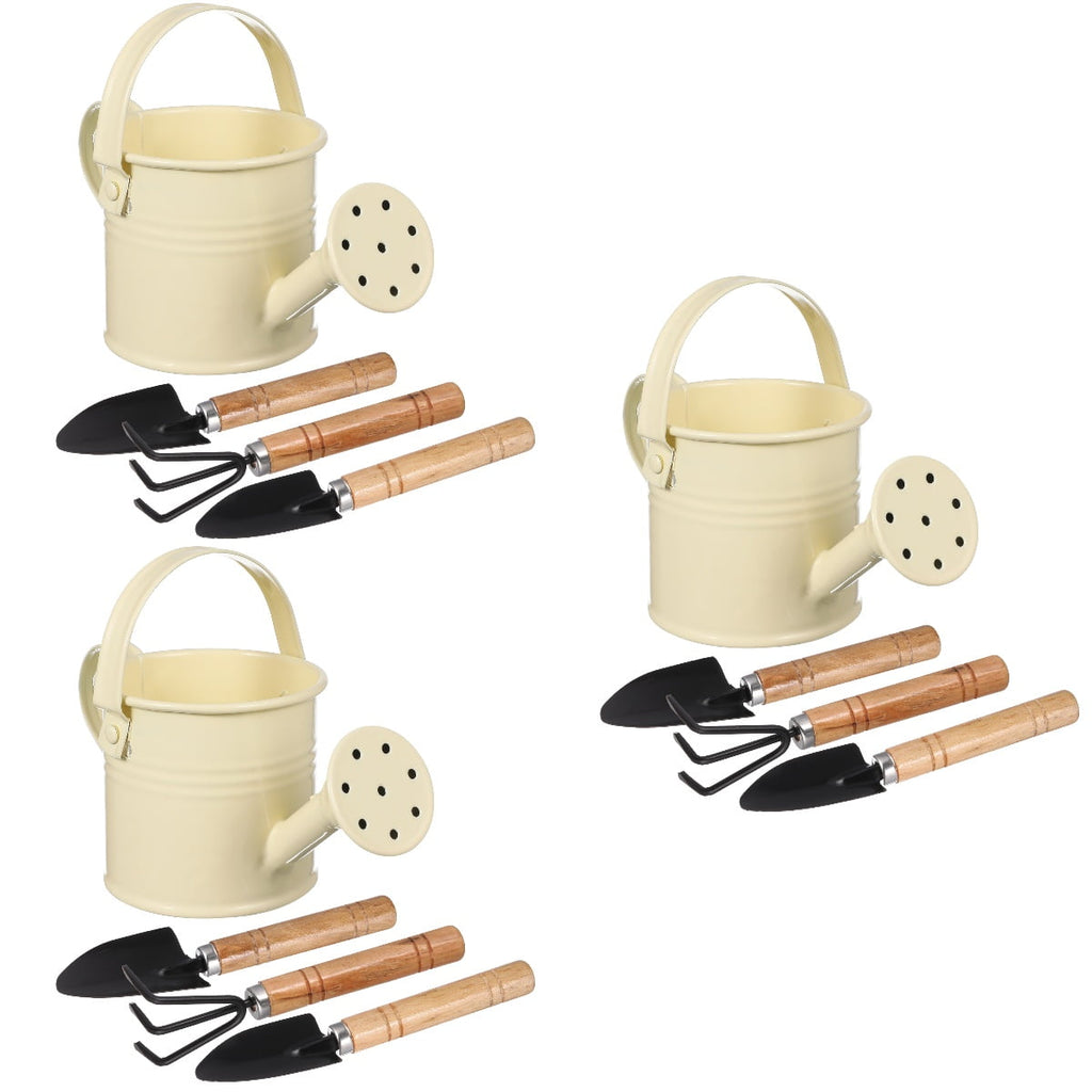 3 Sets  Watering Can Small Watering Bucket Metal Watering Tin Iron Watering Pot with Gardening Tools
