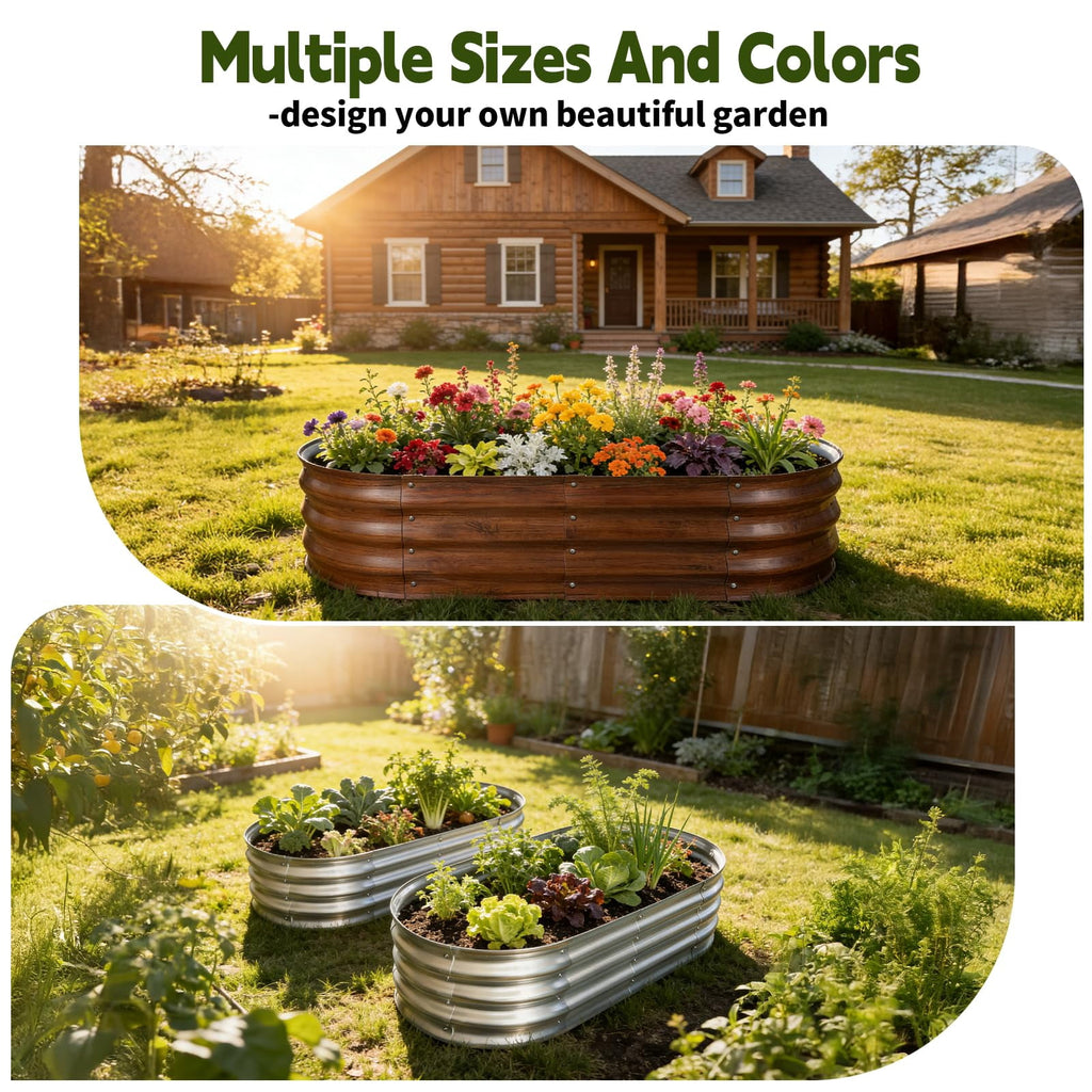 Galvanized Raised Garden Bed Outdoor, Large 4x2x1ft Metal Planter Box for Vegetables, Fruits, Flowers, Easy Assembly with Wing Nuts, Durable and Rust-Resistant Silver Raised Planter