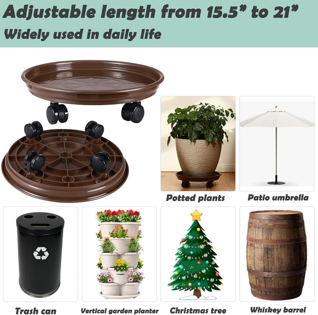 AP8 Packs Large Plant Caddy with PU Wheels 12” Rolling Plant Stands Heavy-duty Plastic Plant Roller Base Pot Movers Plant Saucer on Wheels Indoor Outdoor Plant Dolly with Casters Planter Tray Coaster