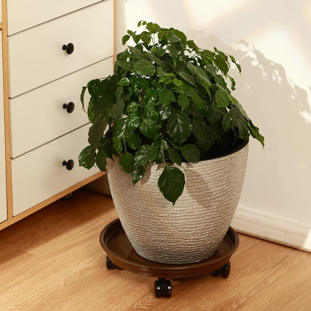AP8 Packs Large Plant Caddy with PU Wheels 12” Rolling Plant Stands Heavy-duty Plastic Plant Roller Base Pot Movers Plant Saucer on Wheels Indoor Outdoor Plant Dolly with Casters Planter Tray Coaster