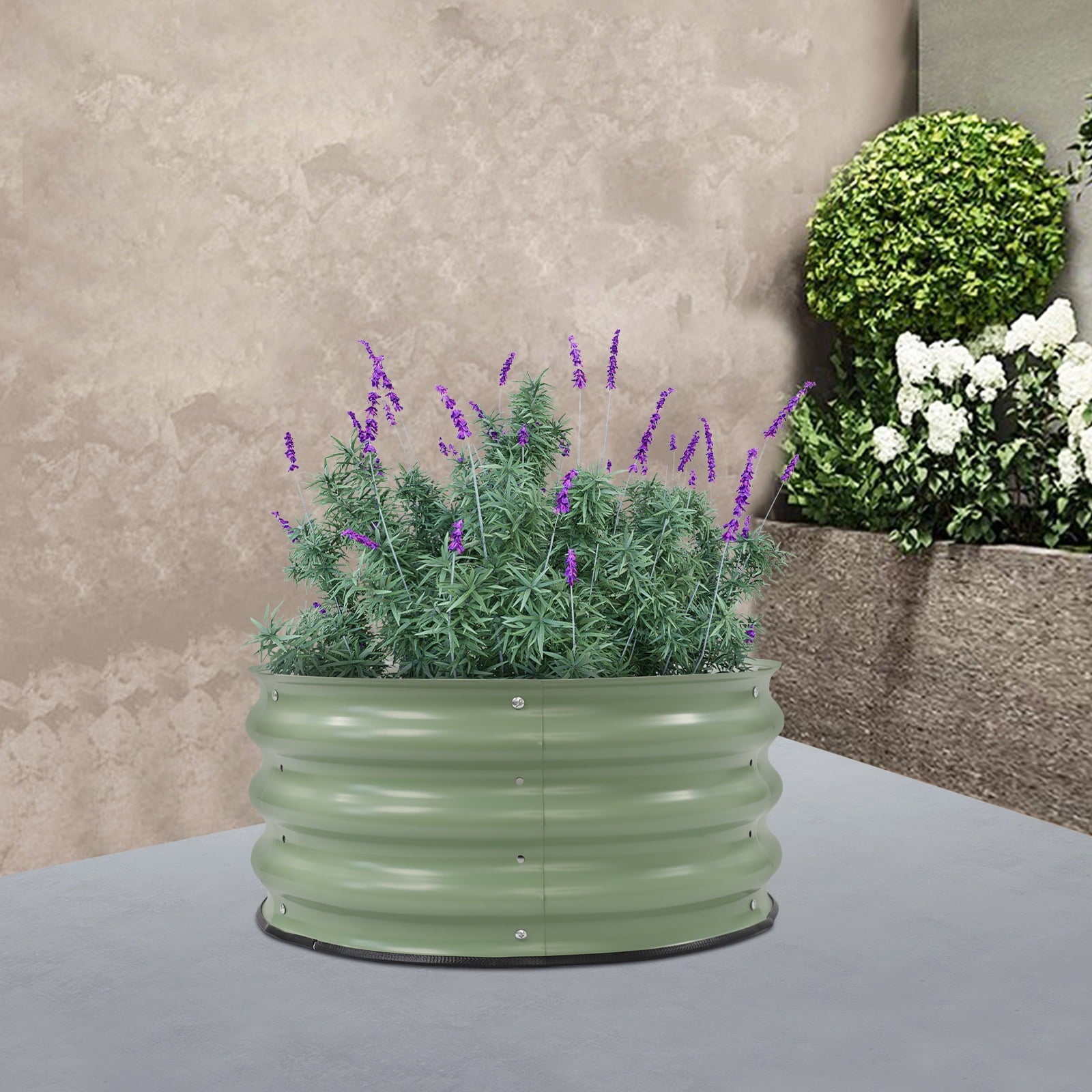 2 Pack Round Metal Garden Planter Raised Flowers Bed Sheet Raised Planter Box for Outdoor Vegetables Fruits Planting