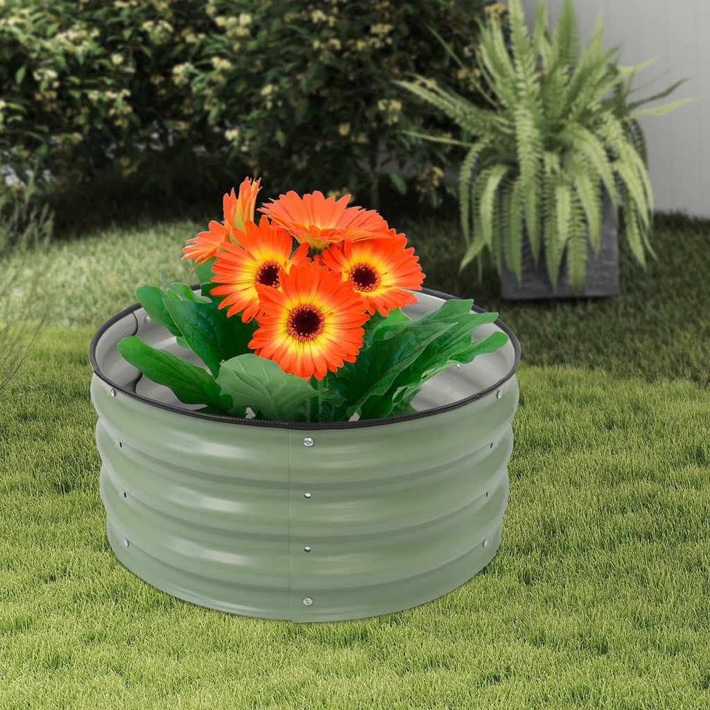 2 Pack Round Metal Garden Planter Raised Flowers Bed Sheet Raised Planter Box for Outdoor Vegetables Fruits Planting