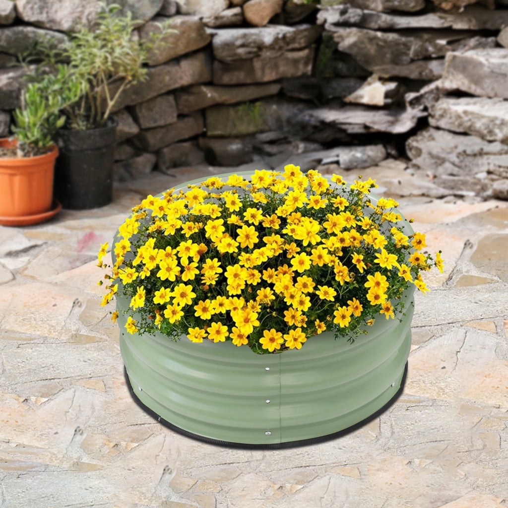 2 Pack Round Metal Garden Planter Raised Flowers Bed Sheet Raised Planter Box for Outdoor Vegetables Fruits Planting