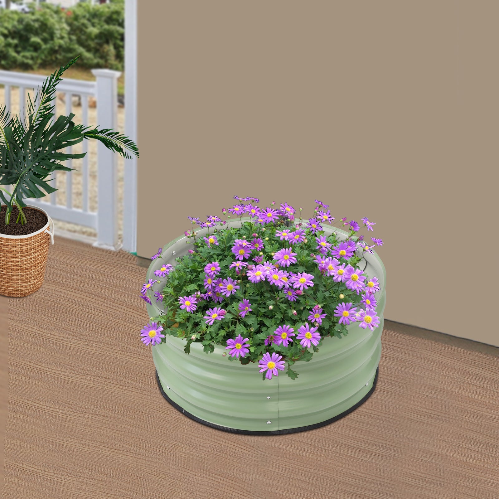 2 Pack Round Metal Garden Planter Raised Flowers Bed Sheet Raised Planter Box for Outdoor Vegetables Fruits Planting