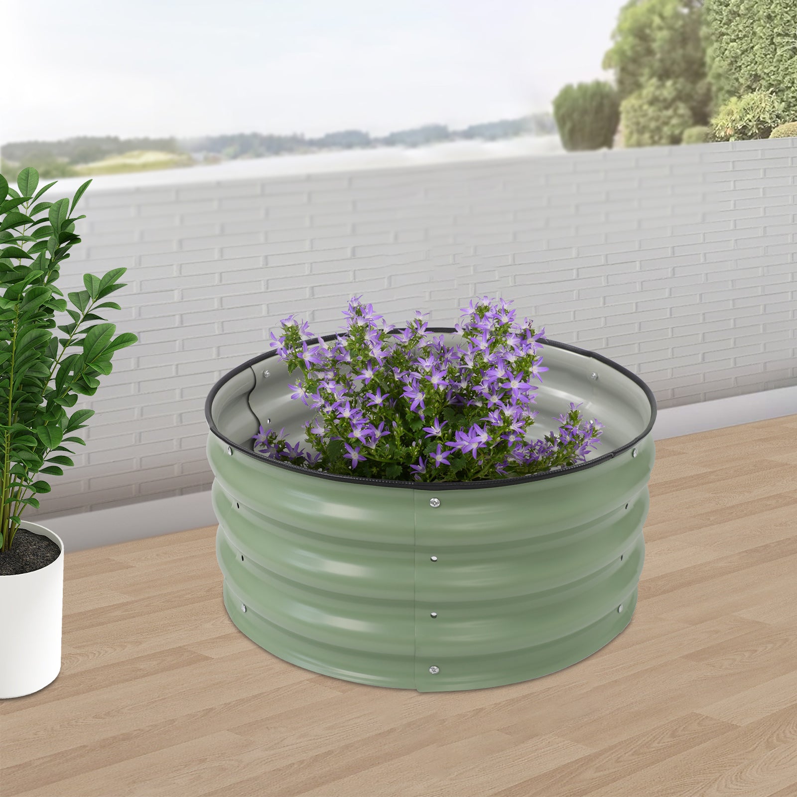 2 Pack Round Metal Garden Planter Raised Flowers Bed Sheet Raised Planter Box for Outdoor Vegetables Fruits Planting