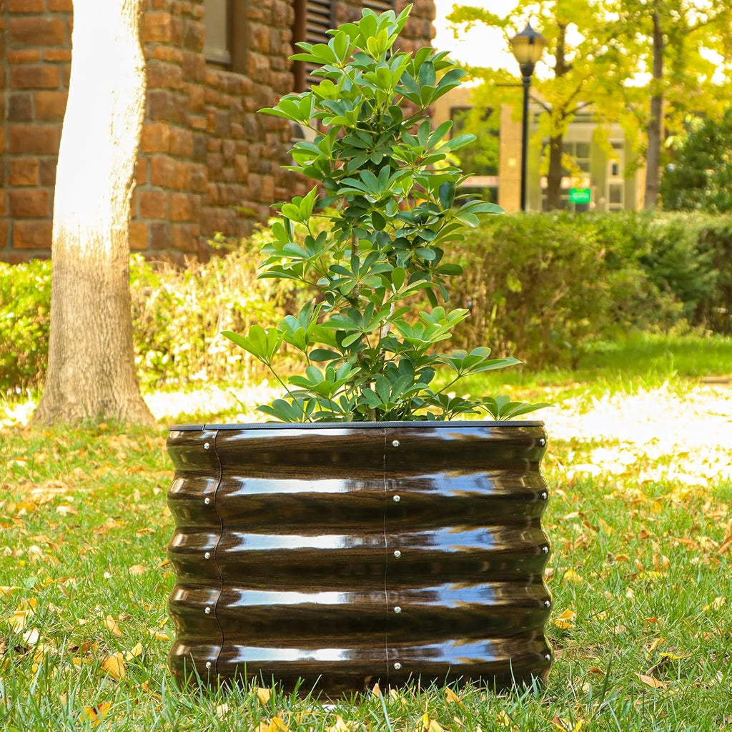 Raised Garden Bed, 2×2×1.5ft Round Galvanized Outdoor Planter Box, 17" Tall Deep Metal Garden Bed Kit for Planting Vegetables, Fruits, Flowers, White