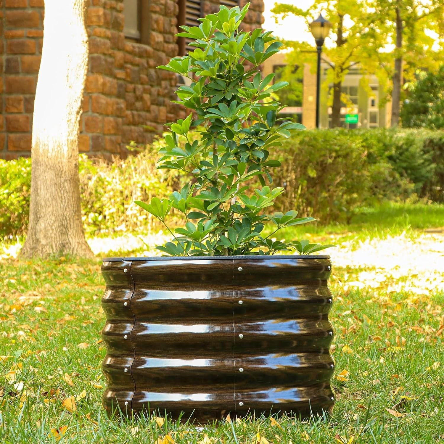 Raised Garden Bed, 2×2×1.5ft Round Galvanized Outdoor Planter Box, 17" Tall Deep Metal Garden Bed Kit for Planting Vegetables, Fruits, Flowers, White
