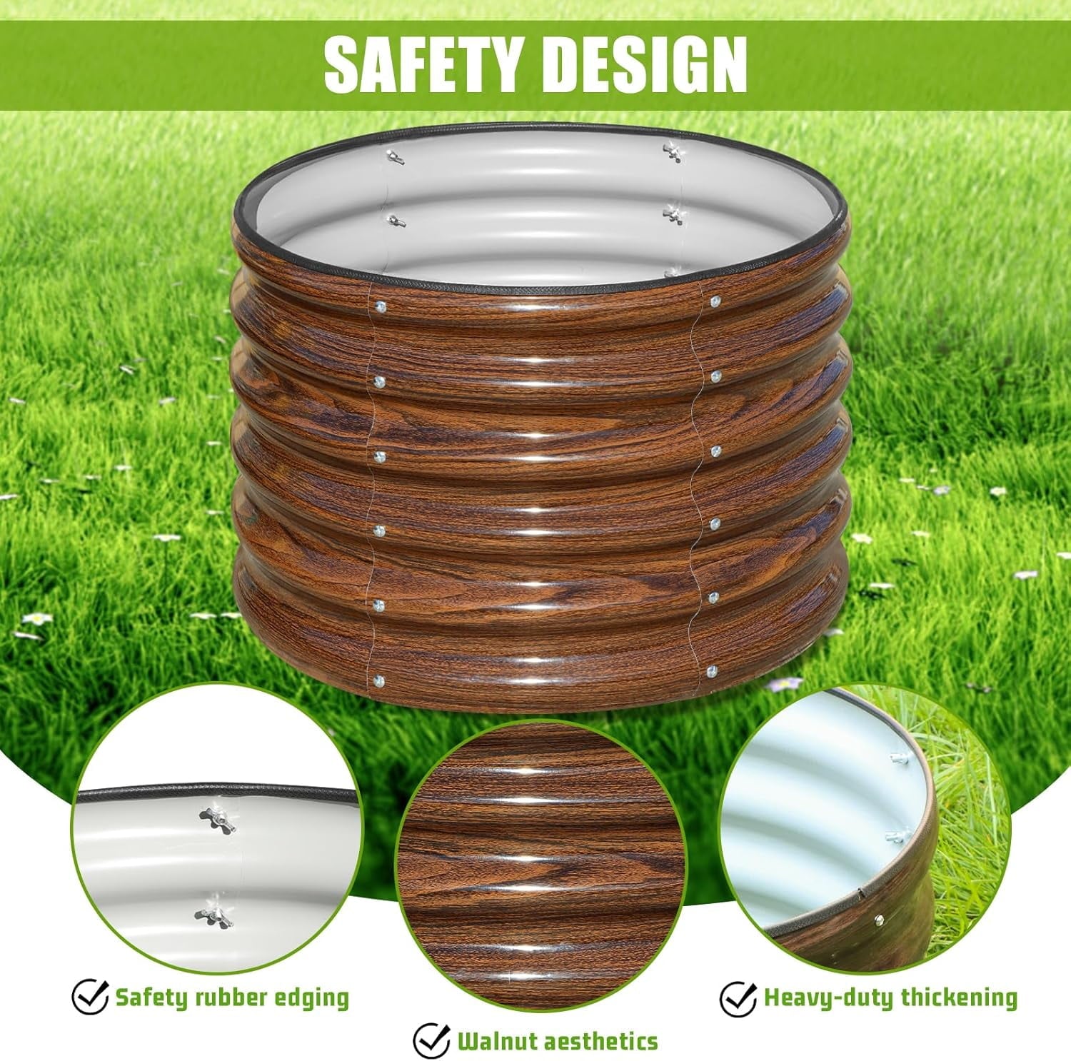 Raised Garden Bed, 2×2×1.5ft Round Galvanized Outdoor Planter Box, 17" Tall Deep Metal Garden Bed Kit for Planting Vegetables, Fruits, Flowers, White