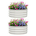Raised Garden Beds Outdoor, 2 Pack 2x2x1 FT Galvanized Raised Garden Bed for Gardening, Round Metal Planter Box for Planting Plants Vegetables, White