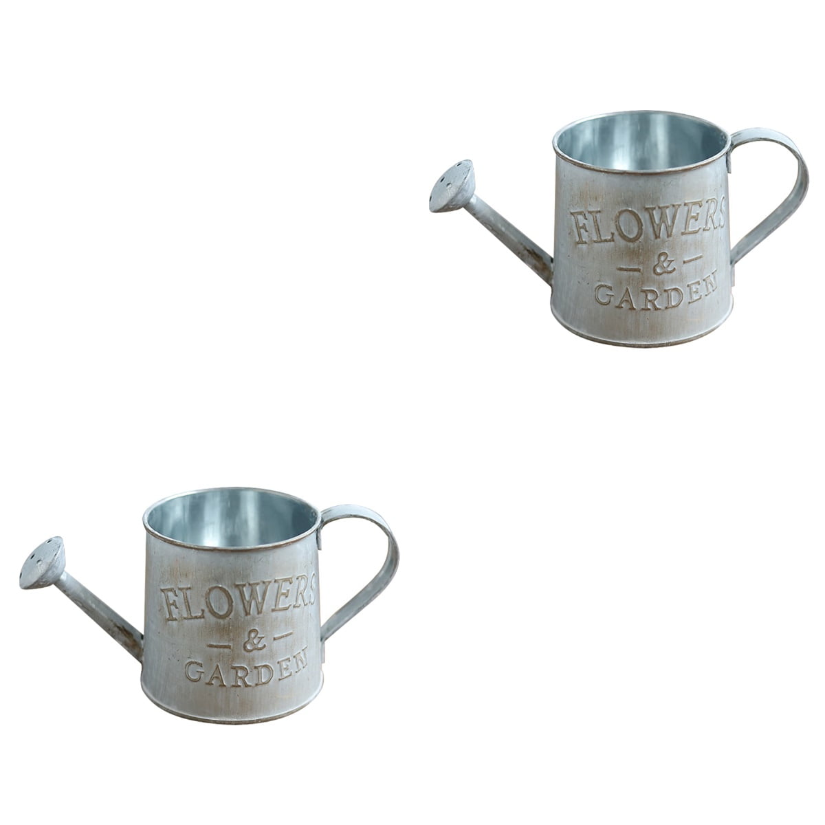 2 Pieces Flower Vase Metal Pot Plant Watering Can Garden Grey