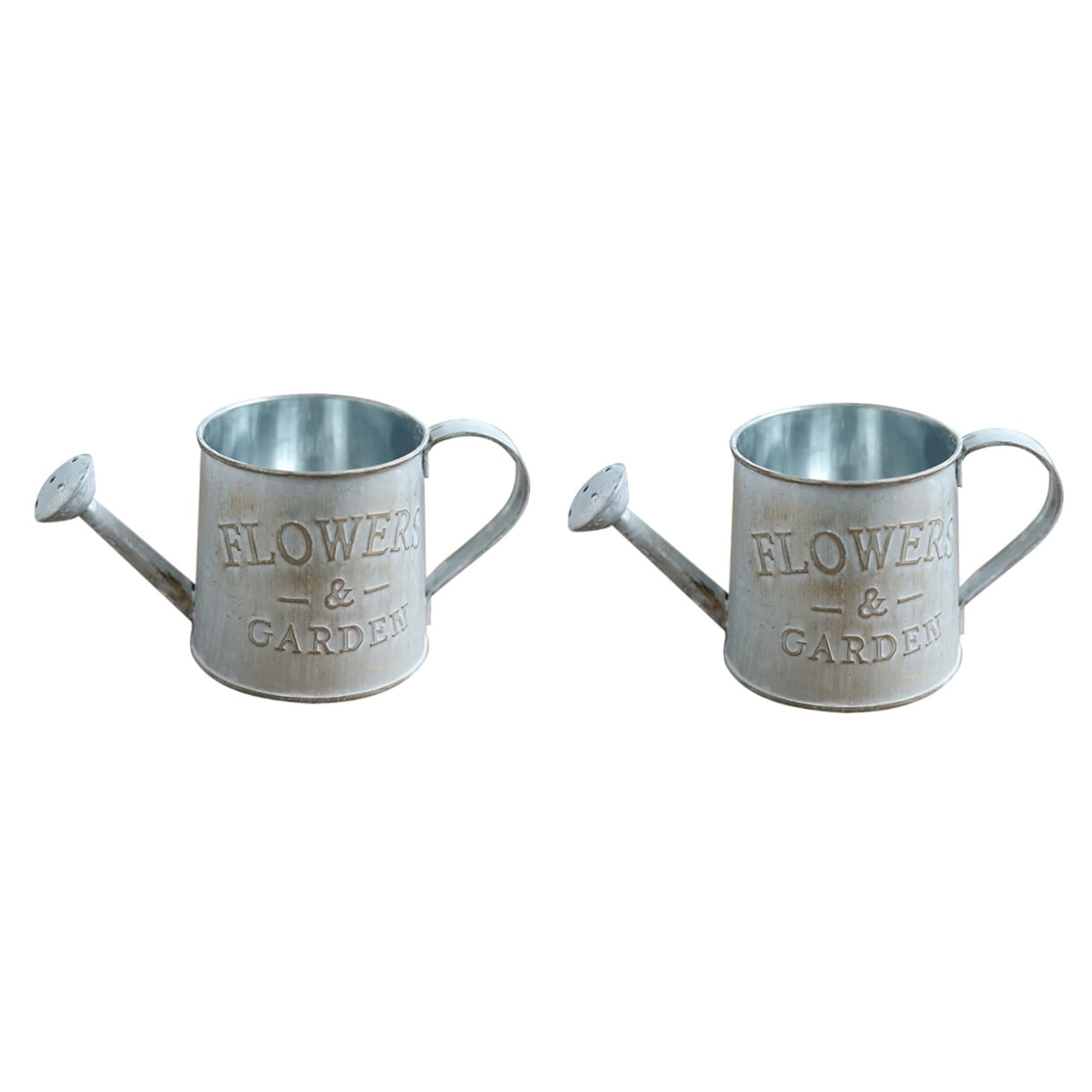 2 Pieces Flower Vase Metal Pot Plant Watering Can Garden Grey