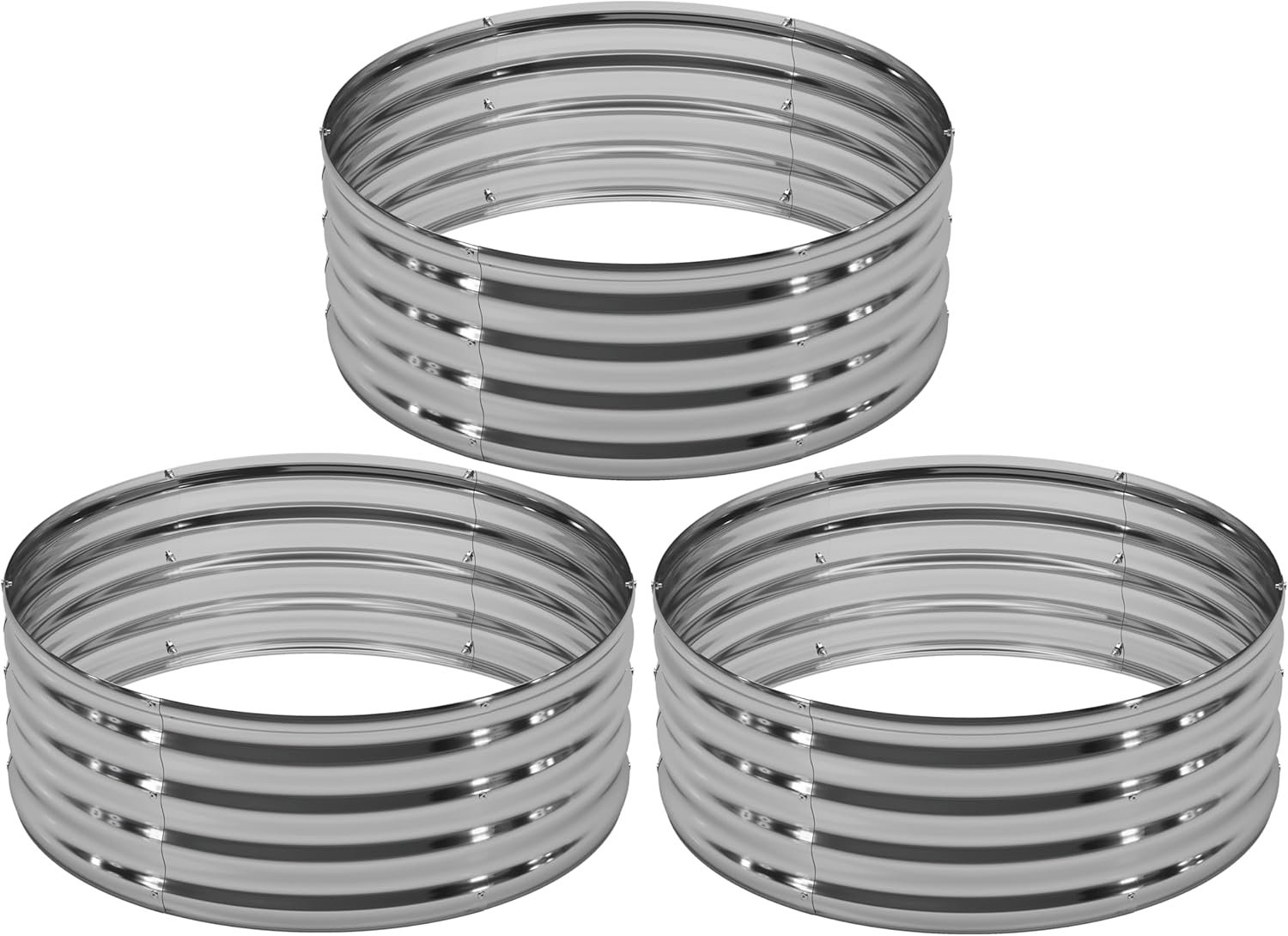 2PCS 2x2x1FT Galvanized Raised Garden Bed Kit,Vegetable Boxes-Round Metal Flower Box,Large Planter Raised Beds Outdoor Garden for Planting,Fruit,Herb-Silver