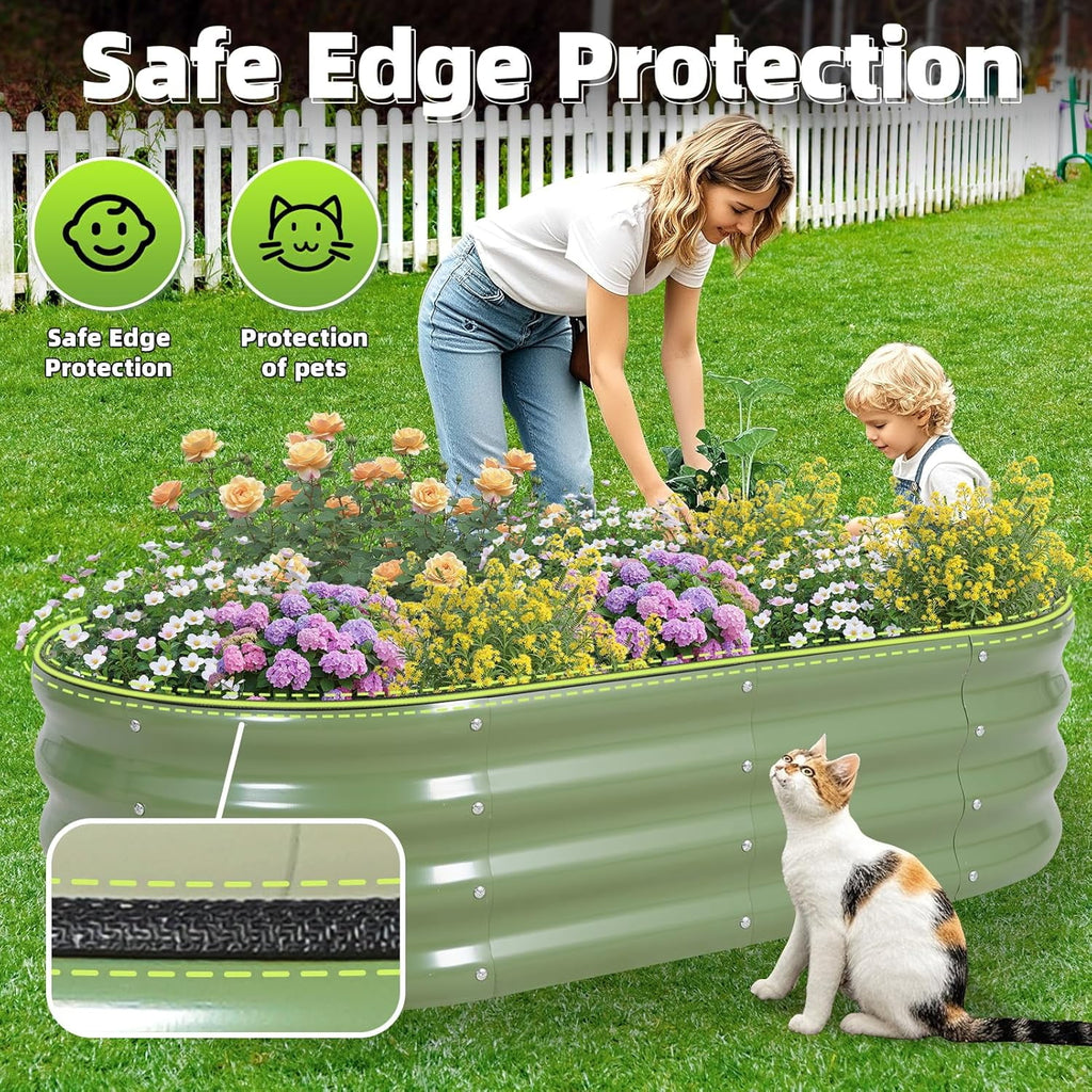 alvanized  Raised arden Bed Kit - 4x2x1FT Outdoor Planter Box with Safety Edin and loves for Veetables, Fruits, (Oliver reen, 1 count)