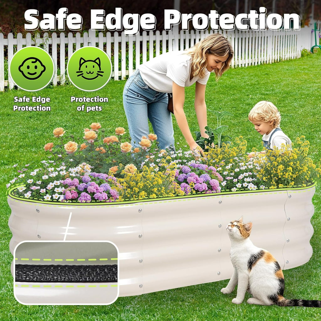 alvanized  Raised arden Bed Kit - 4x2x1FT Outdoor Planter Box with Safety Edin and loves for Veetables, Fruits, (Oliver reen, 1 count)
