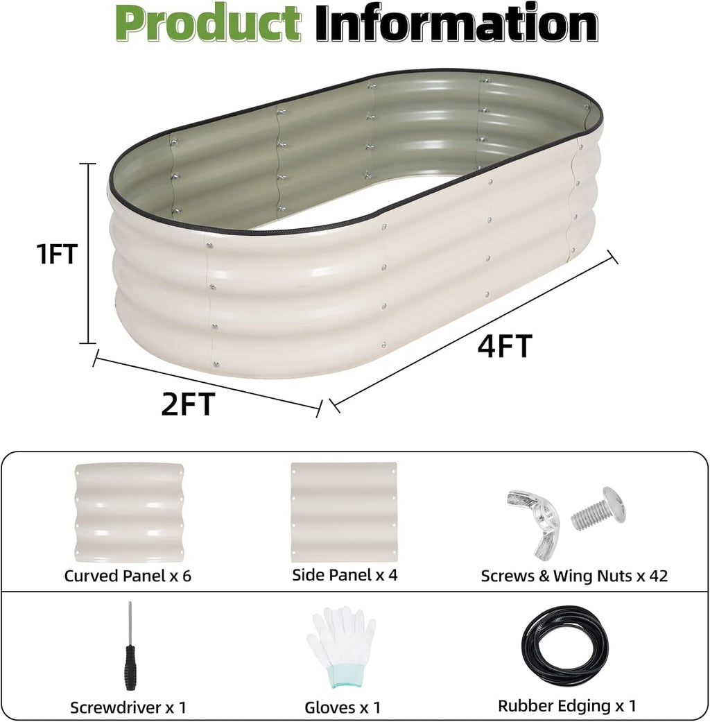 alvanized  Raised arden Bed Kit - 4x2x1FT Outdoor Planter Box with Safety Edin and loves for Veetables, Fruits, (Oliver reen, 1 count)
