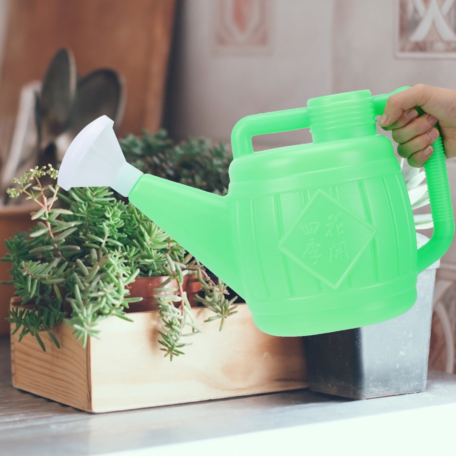 unbranded Plastic Watering Can Spray Indoor Plants Sprinkler Kettle Green