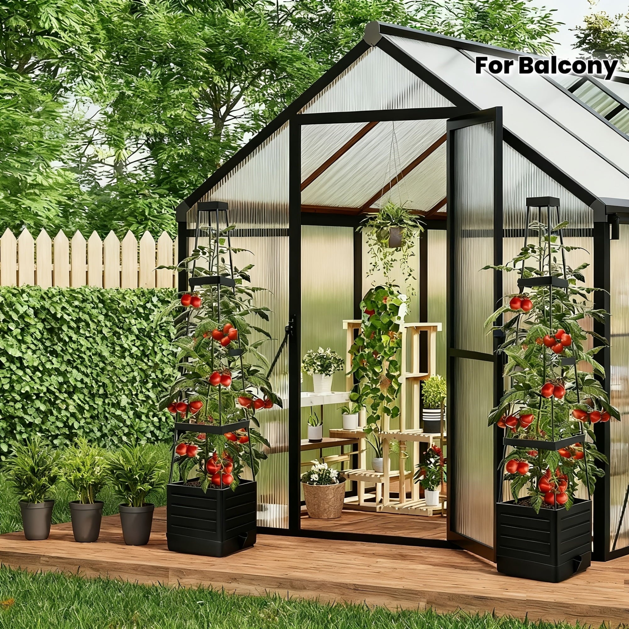 hassan self-watering plastic planter box with trellis 1/2-Pack 57-Inch Self-Watering Tomato Trellis Planter Box