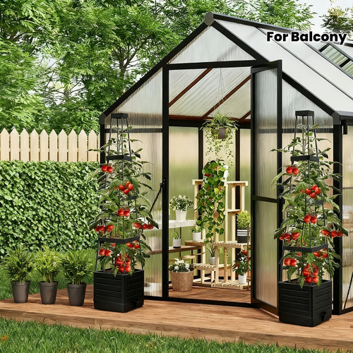 1/2-Pack 57-Inch Self-Watering Tomato Trellis Planter Box - Indoor Outdoor Garden