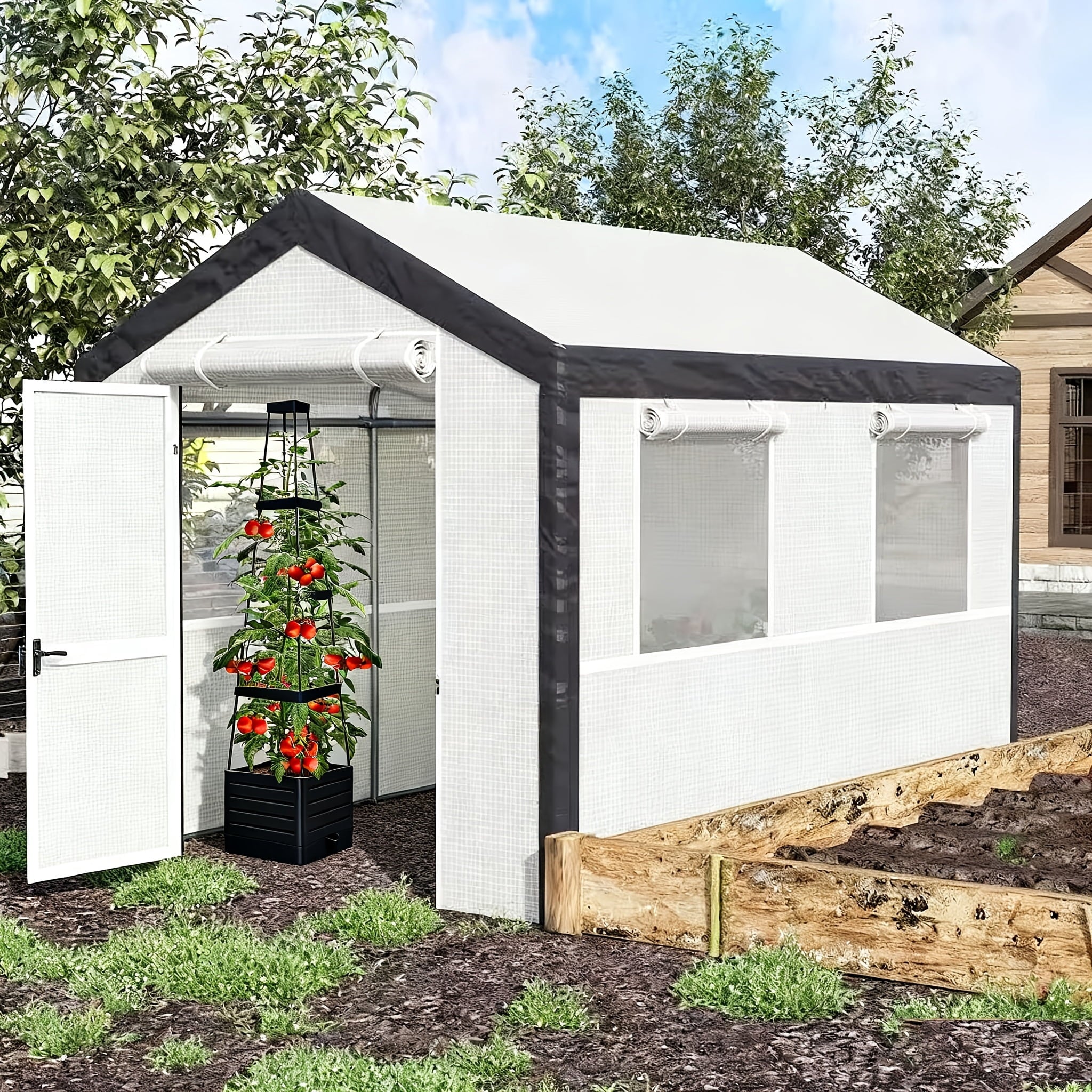 1/2-Pack 57-Inch Self-Watering Tomato Trellis Planter Box - Indoor Outdoor Garden