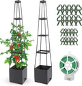 2 Pack Raised Garden Bed, Planter Boxes with Trellis 58.3'' Tomato Planters for Climbing Vine Vegetables Flowers Plants Self Watering Tomatoes Cage for Outdoor Patio Greenhouse