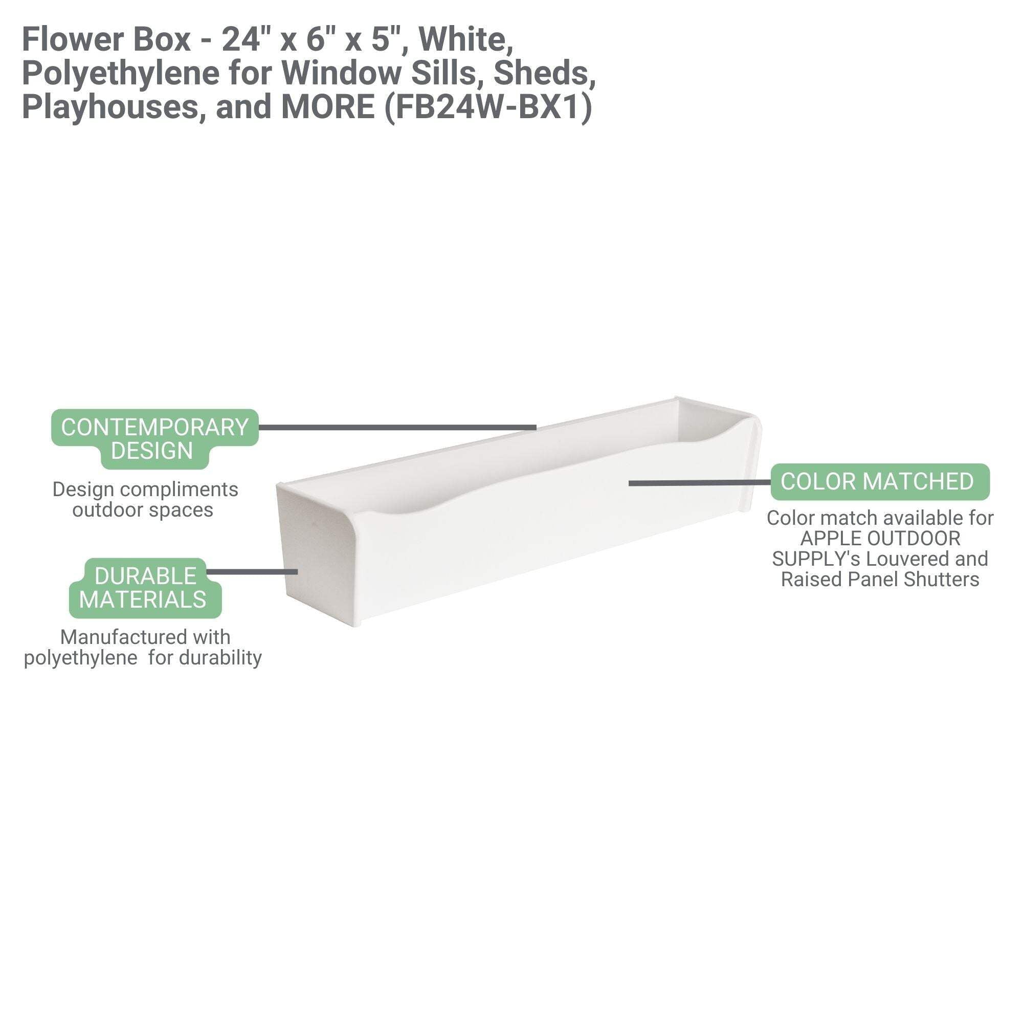 24” Flower Box – Weather-Resistant for Sheds and Playhouses