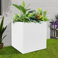 Large Black Square Planter, Cube Metal Planters Pot with Drainage Seams for Indoor and Outdoor, Heavy Duty Steel Flower Pots for Patio, Deck, Yard, Garden