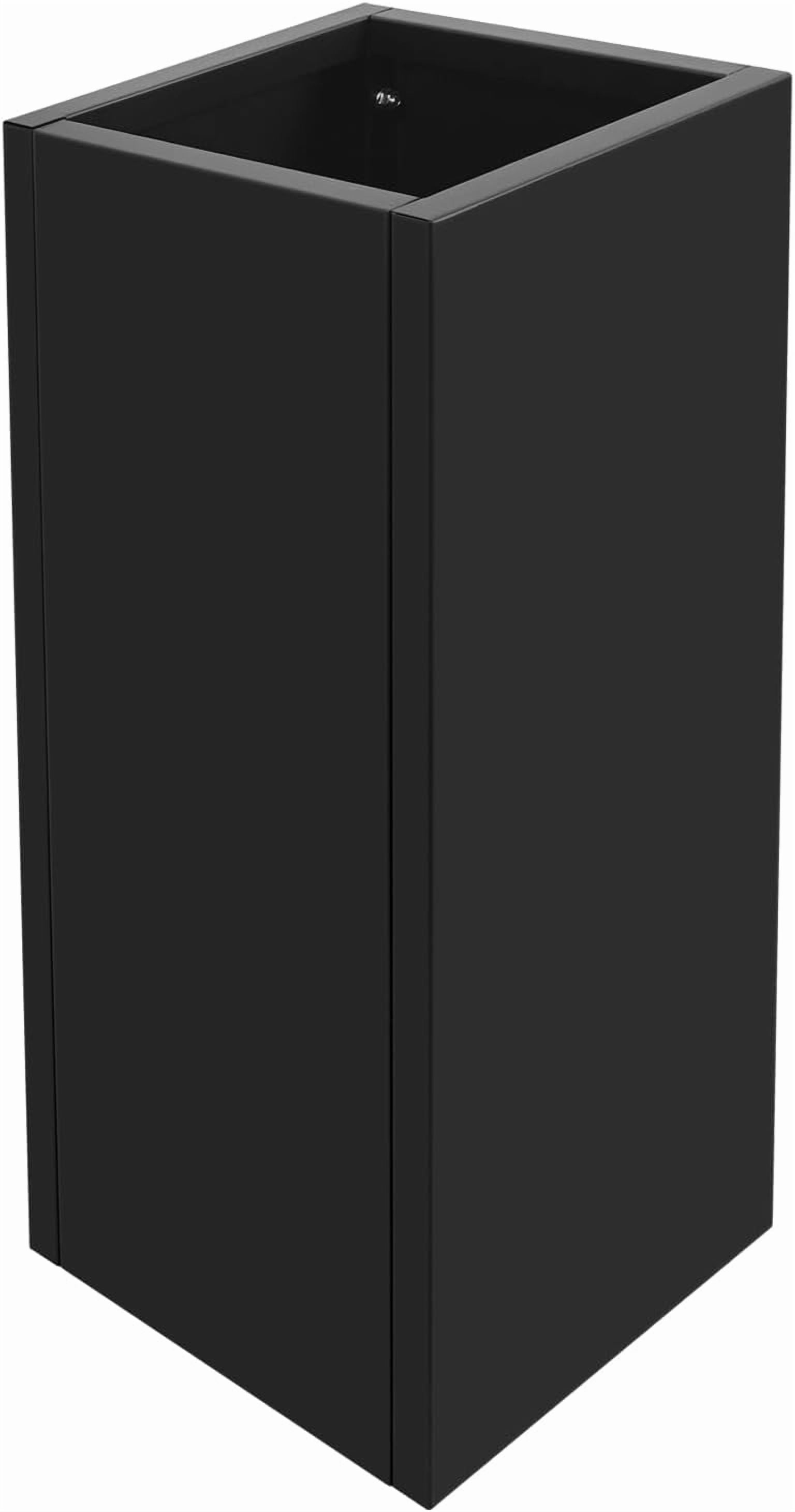 Large Black Square Planter, Cube Metal Planters Pot with Drainage Seams for Indoor and Outdoor, Heavy Duty Steel Flower Pots for Patio, Deck, Yard, Garden